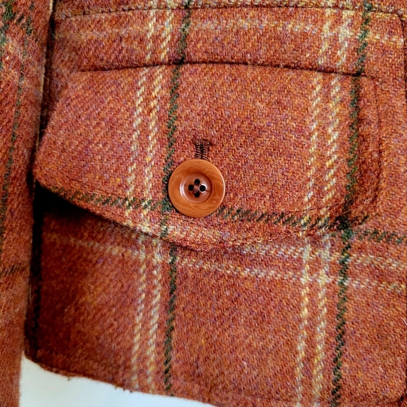 Vintage Talbots Orange Plaid Wool Blazer Jacket 4P - Picture 4 of 9